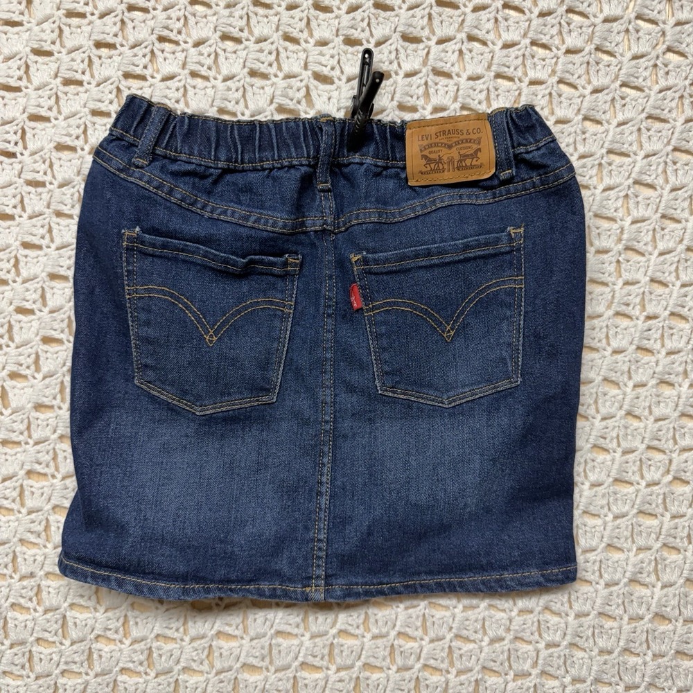 Levi's Denim Skirt Girls Size 10 Reg Blue Jeans High Rise Pull-On Pockets